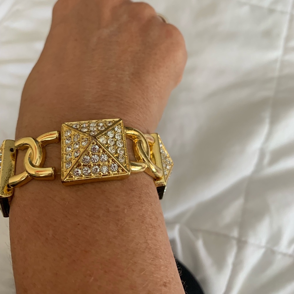Vintage gold and crystal pyramid bracelet